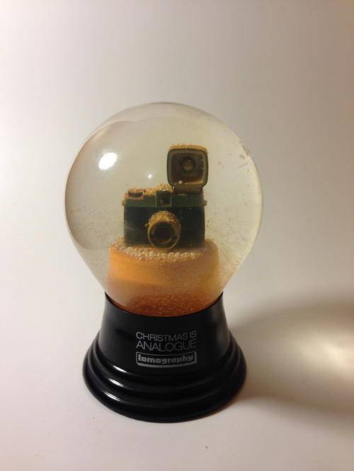 Snow Globe Glass - Christmas is analogue - with old style camera inside