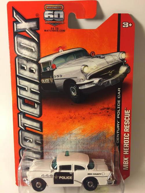 MBX Heroic Rescue - 56 Buick Century police Car - White - Long Card