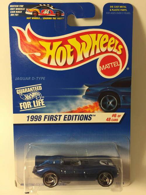 Hot Wheels - Jaguar D-Type - 1998 First Editions #06  - Blue - Long Card