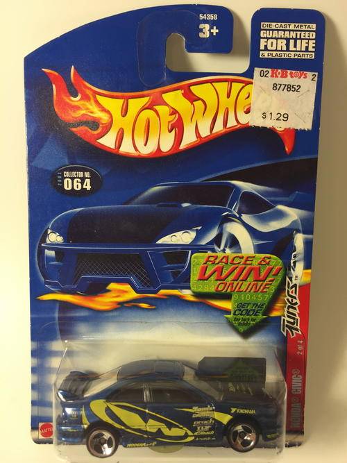 Hot Wheels - Honda Civic - 2002 Tuners Series #2  - Blue - Long Card