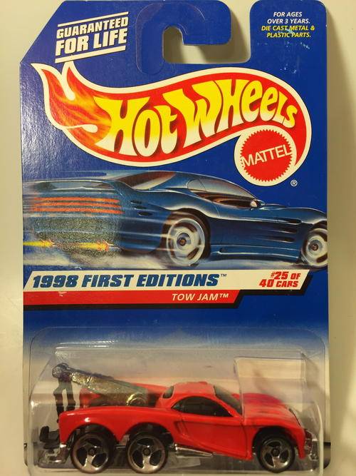 Hot Wheels - Tow Jam - 1998 First Editions #25 - Red - Long Card