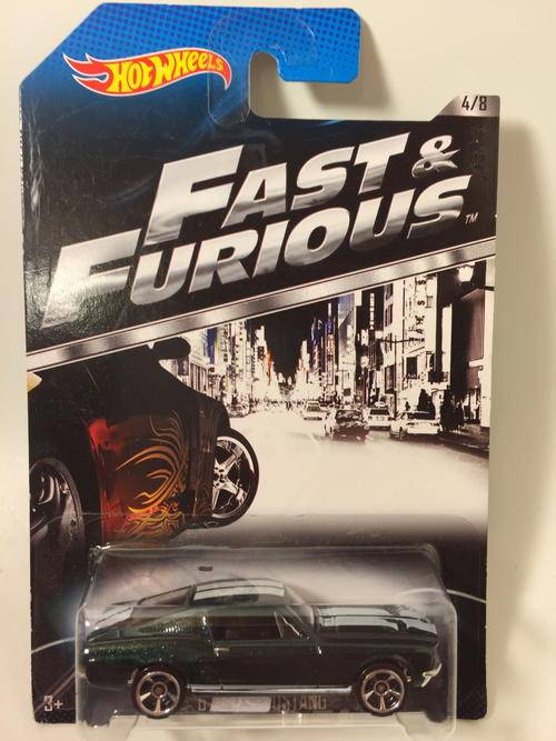 Hot Wheels - 67 Ford Mustang - 2013 Fast & Furious Five - Green - Long Card