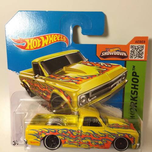 HW - 67 Chevy C10  - 2015 Hot Wheels HW Workshop Heat Fleet  - Yellow - Carded