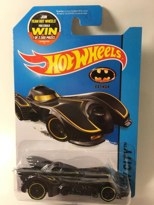 Hot Wheels - Batmobile - 2015 Hot Wheels HW City Batman  - Black - Long Card