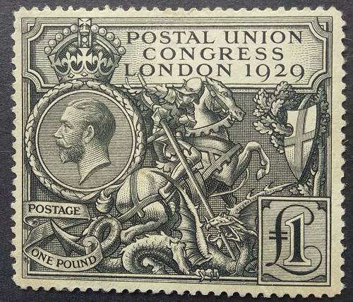 1929 Britain one pound King George V black not used , no gum small mark of hinge.