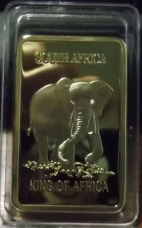 SOUTH-AFRICA-1-OZ-999-24K-GOLD-PLATED-BAR-KING-OF-AFRICA-ELEPHANT.