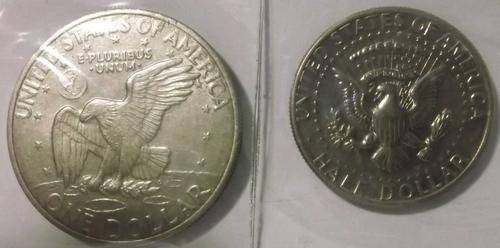 USA 1 DOLLAR EISENHOWER 1971 + USA 1/2 DOLLAR KENNEDY 1971