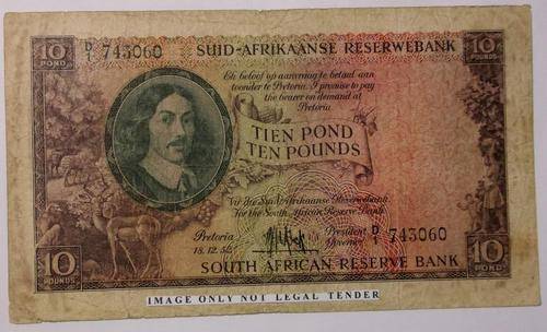 S A 10 POUNDS D1 M.H. DE KOCK 18.12.52 used