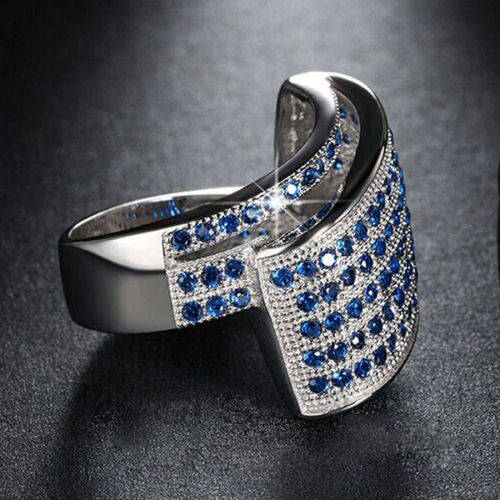 *****WOW!!!***** BLUE SAPPHIRE WOMAN 925.(STAMPED) SILVER RING SIZE 8(Q)