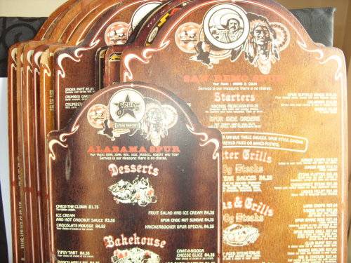 Vintage Spur Restaurant wooden menus X 10