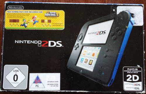 Boxed Black and Blue 2DS Console + Charger + Free Game