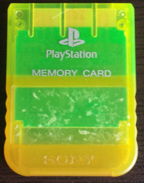 Original Lumo Yellow PS1 Memory Card