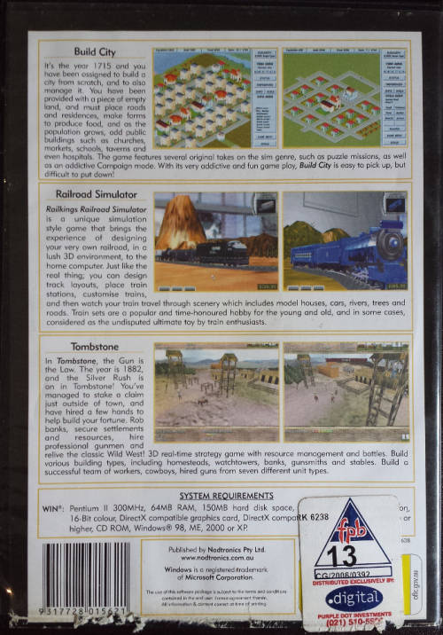 Simulation Trilogy (RailKing's Railroad Simulator, Build City, Tombstone: Wild Wild West 1882) - PC