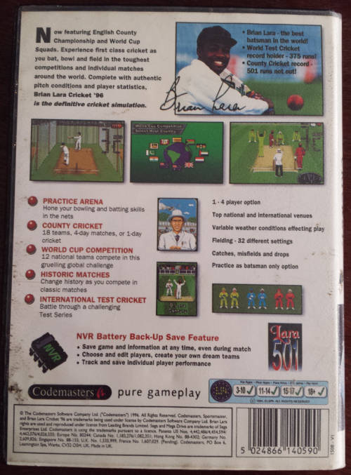 Brian Lara Cricket 96 - Mega Drive (Bootleg) (Retro)