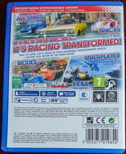 Sonic All-Stars Racing Transformed - PS Vita