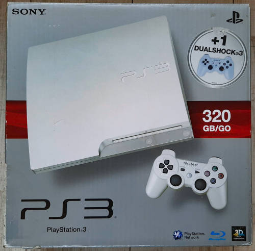 Boxed White PS3 Console, Slimline 320GB, Generic Controller + Games