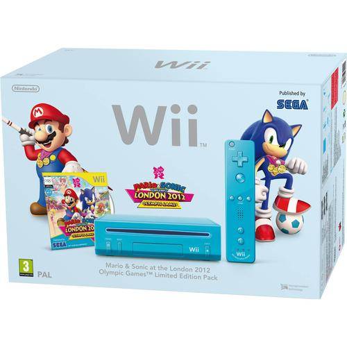 Boxed Blue Wii Console Mario & Sonic at the Olympics 2012