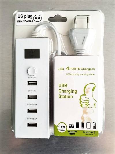 4 Port USB Charging Station with EU 2-Pin Plug
