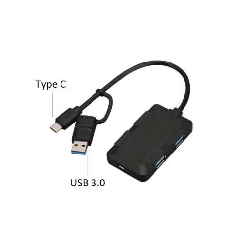 USB 3.0 Hub - 2 in 1 Smart Hub  -  4 x USB 3.0 Female Hub