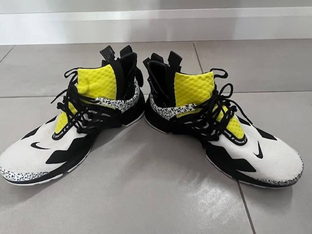 Nike ACRONYM X AIR PRESTO MID DYNAMIC YELLOW  MENS SIZE UK 9 - SECOND HAND - GOOD CONDITION