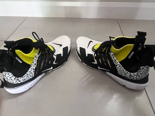 Nike ACRONYM X AIR PRESTO MID DYNAMIC YELLOW  MENS SIZE UK 9 - SECOND HAND - GOOD CONDITION