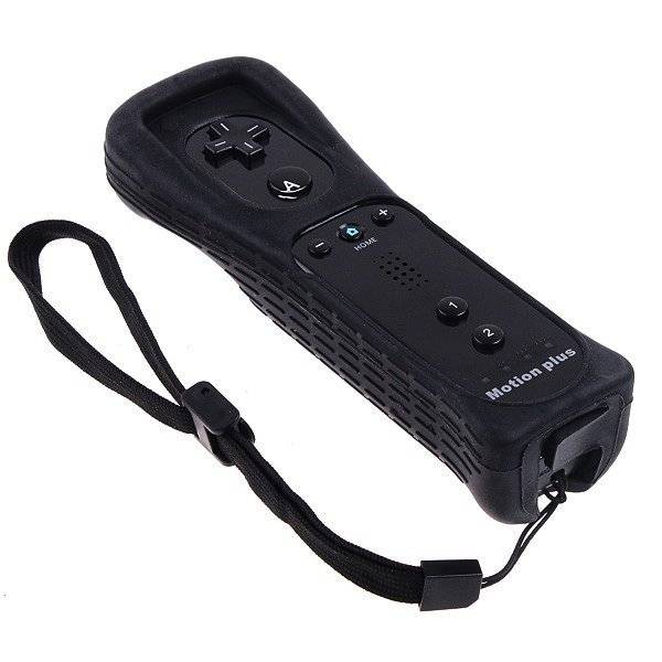 Wii Remote with Motion Plus with Sleeve & Strap - Black