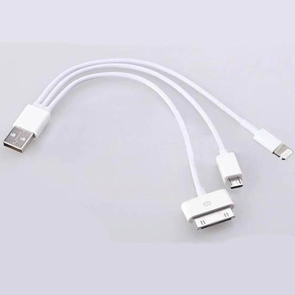 4 in 1 USB Charging Cable to Iphone Ligtning + Micro USB + Samsung Galaxy Tab