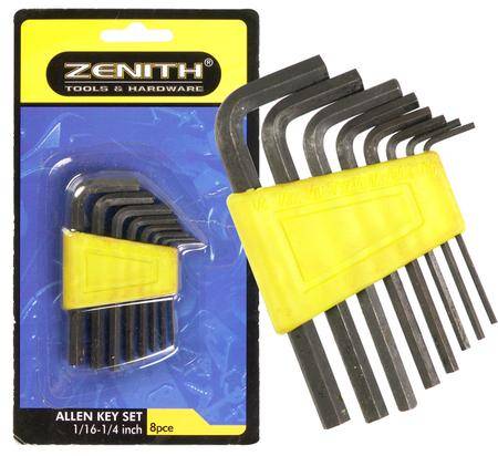 Zenith Allen Key set - 8 Piece 1/16 to 1/4 inch