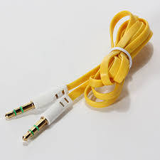 Aux Yellow Flat Noodle Cable - 1 m