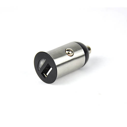 Mini Silver 12v USB Car Charger - Charge any Device with USB Cable
