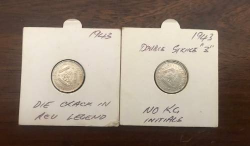 2 x RARE ERROR ( VARITY) 1943 3D coins