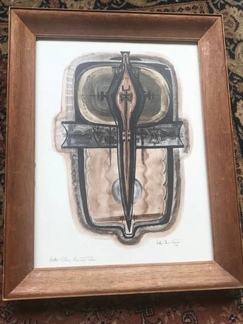 BETTIE CILLIERS- BARNARD ( 1914 - 2010 )  ABSTRACT WITH CROSS