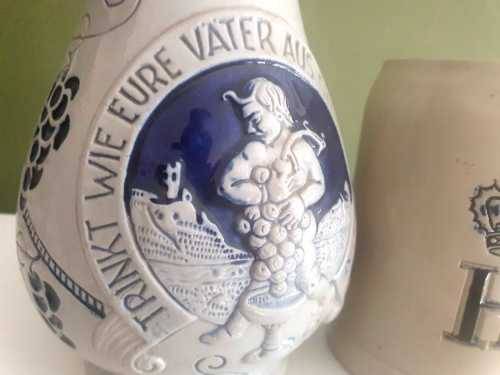 SALT GLAZED GERMAN  STEIN JUG AND BEER MUG