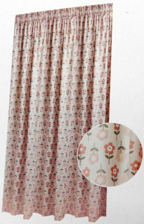 Cotton Cluster Pink 230*218 Lined Curtain