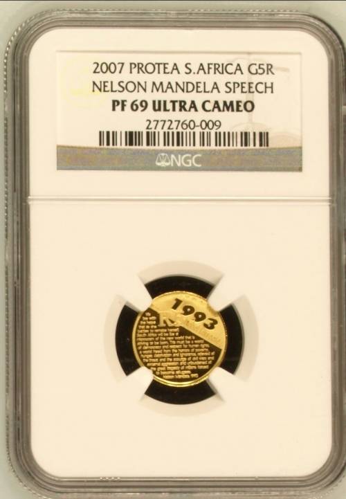 2007 Mandela Protea Pf69 Gold 1/10th