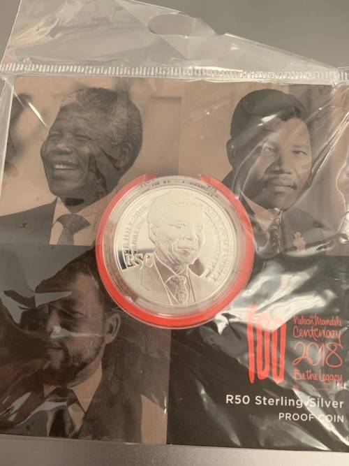 Mandela 100th BDay R50 sterling silver Coin *Sealed*