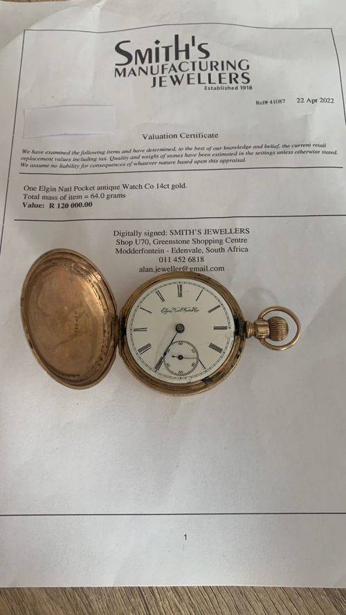 !!!CRAZY R1 START ELGIN NATL WATCH CO POCKET WATCH ***VALUED AT R120000*** !!!