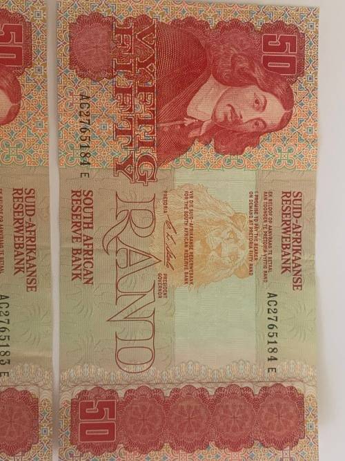 !!! UNCIRCULATED S.A R50 NOTES IN SEQUENCE!!!