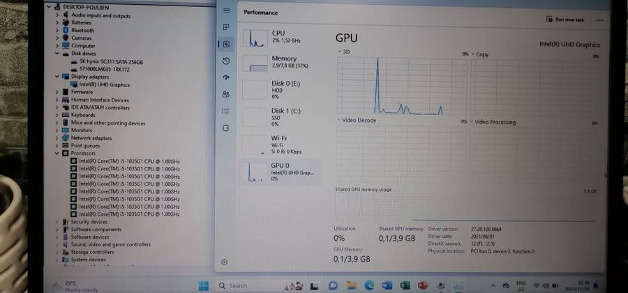 10th Gen i5 Quad Core 8 CPUs_1256GB (256SSD+1000SATA)_8GB Ram_Windows 11 Pro