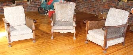 Ball and claw and rattan 4 chair and sofa lounge suite.