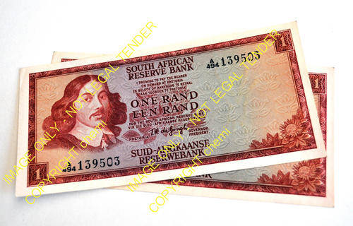 TW De Jongh One Rand - Een Rand - Bank Note