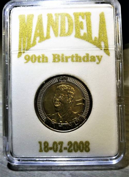 Mandela R5  - 2008 90th Birthday - UNC specially selected/slabbed (not graded) - Untouched