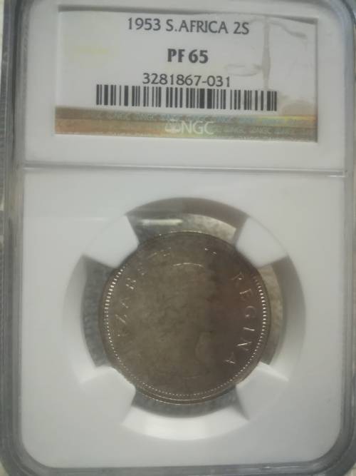 Two Shillings 1953 - Graded PF65 NGC - Union of South Africa (Only 5000 minted in proof)