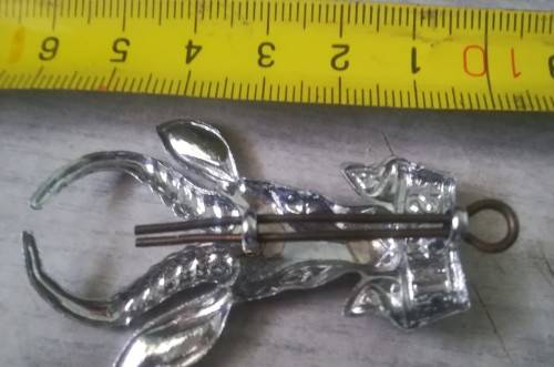 Large chromed old and rare SADF / UDF Infantry cap or beret badge with splitpin.