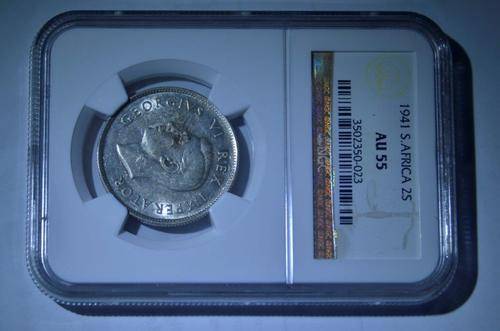 1941 - 2 SHILLINGS AU55 - NGC GRADED - ALMOST UNCIRCULATED