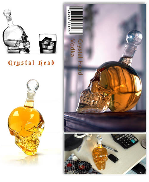 Crystal Head Skull Bone Vodka Whiskey Glass Bottle Decanter Cup Home Bar 350ML