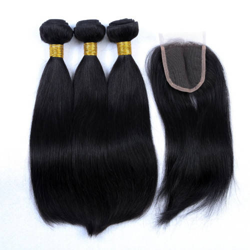 Brazilian Virgin Hair 8 - 30inches 9A 3 Bundles + Closure Straight