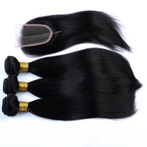 Brazilian Virgin Hair 8 - 30inches 9A 3 Bundles + Closure Straight