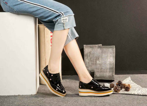 100% Genuine sheepskin leather vintage handmade sneaker oxford shoes for women--H306