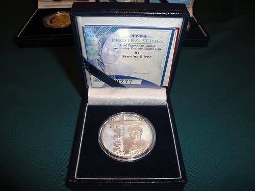 2006 DESMOND TUTU STERLING SILVER PROTEA PROOF COIN